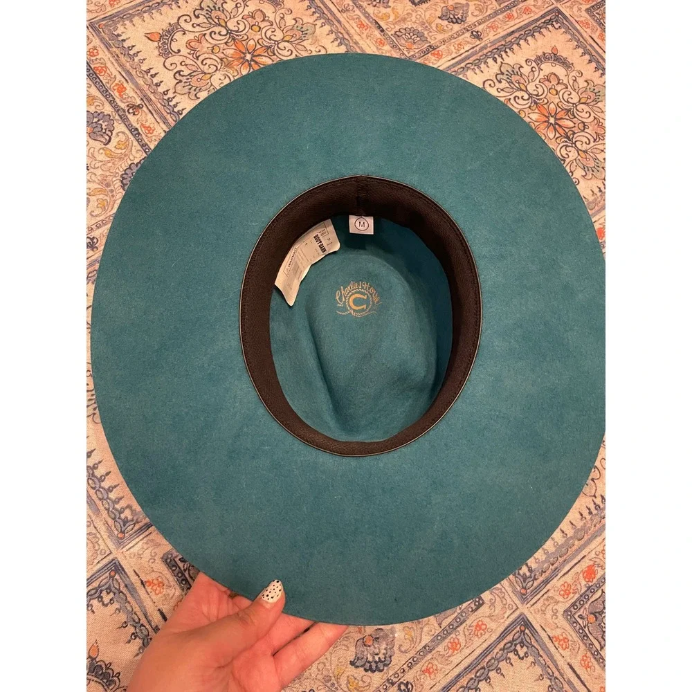 Charlie 1 Horse Highway Teal Felt Western Fedora Hat Size Medium CWHWA-403678